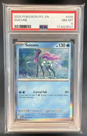 2025 Pokemon Phantasmal Flames Suicune #026/094 Rare PSA 8