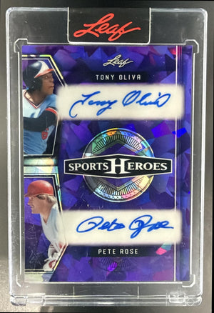 2025 Leaf Metal Sports Heroes Tony Oliva Pete Rose Auto Crystal Purple /8