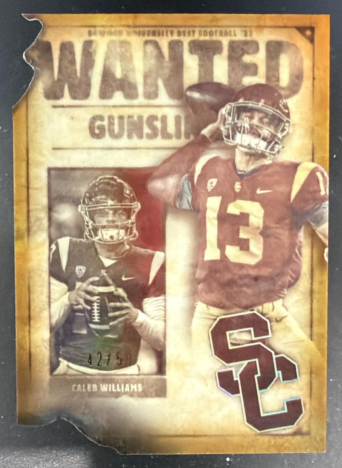 2023 Bowman U Best Caleb Williams Gunslingers Die Cuts Gold Refractor /50 — front