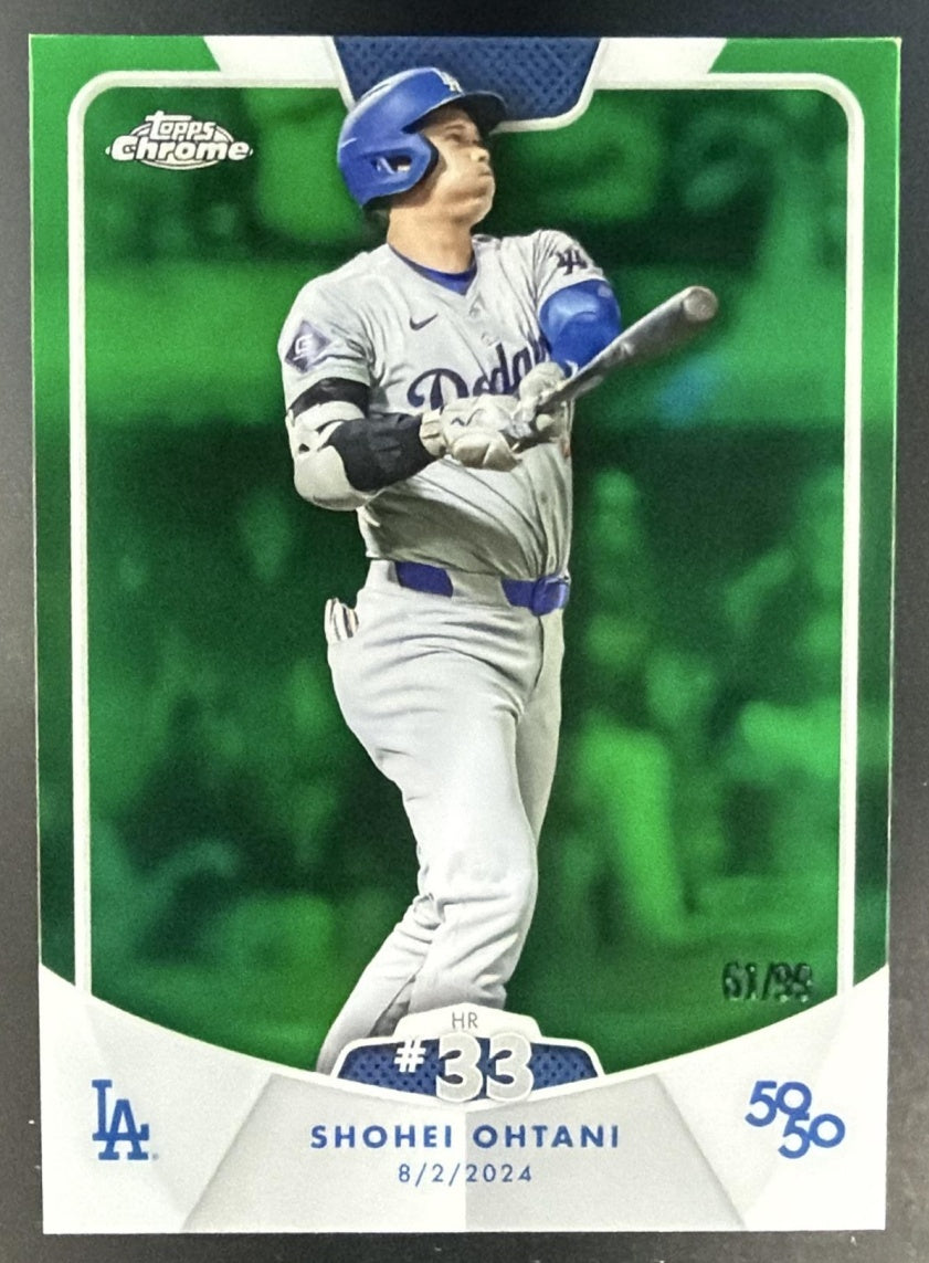 2024 Topps 50/50: Shohei Ohtani #61 Chrome Green 61/99 Dodgers — front
