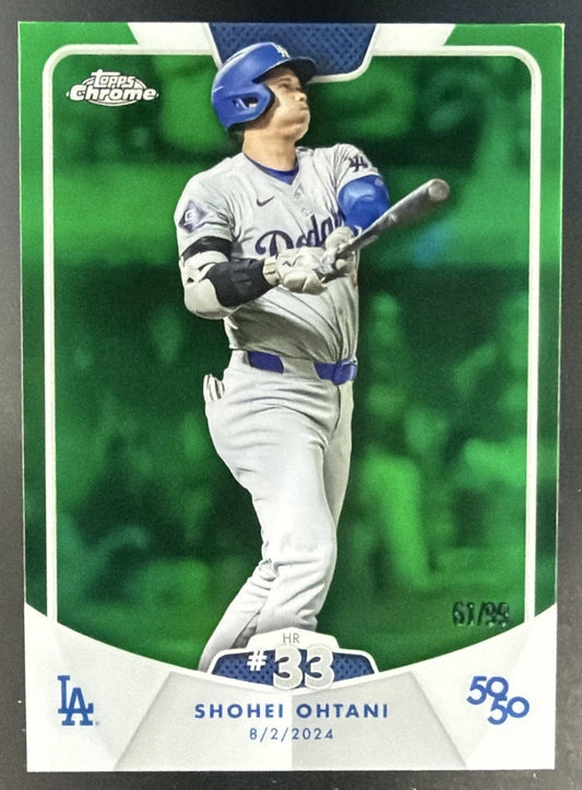 2024 Topps 50/50: Shohei Ohtani #61 Chrome Green 61/99 Dodgers — front