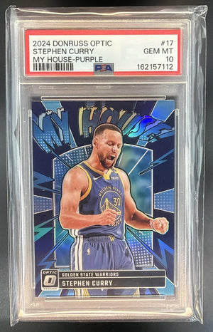 2024-25 Panini Donruss Optic Stephen Curry #17 My House Purple Warriors PSA 10