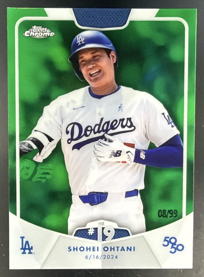 2024 Topps 50/50: Shohei Ohtani #34 Chrome Green 8/99 Dodgers — front