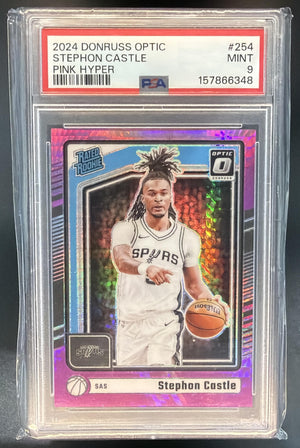 2024 Panini Donruss Optic Stephon Castle Hyper Pink Prizm RC Rated Rookie PSA 9