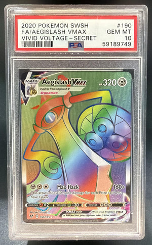 2020 Pokemon Sword & Shield Vivid Voltage Aegislash VM #190/185 PSA 10