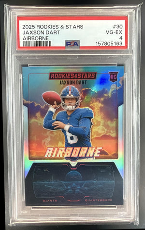 2025 Panini Rookies & Stars Jaxson Dart #30 Airborne Silver RC Giants PSA 4