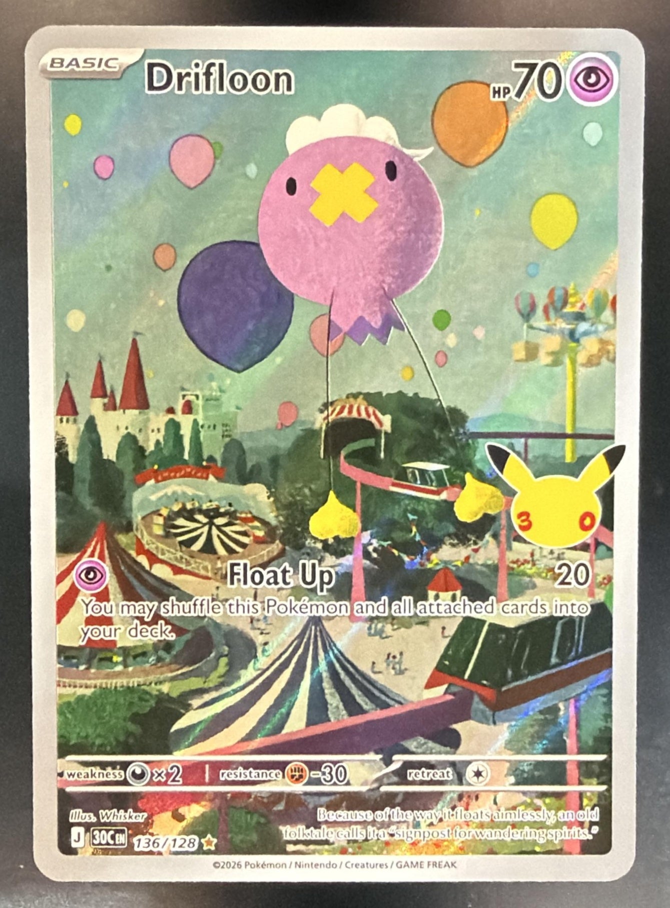 2026 Pokemon 30th Celebration Drifloon #136/128 Illustration Rare — front