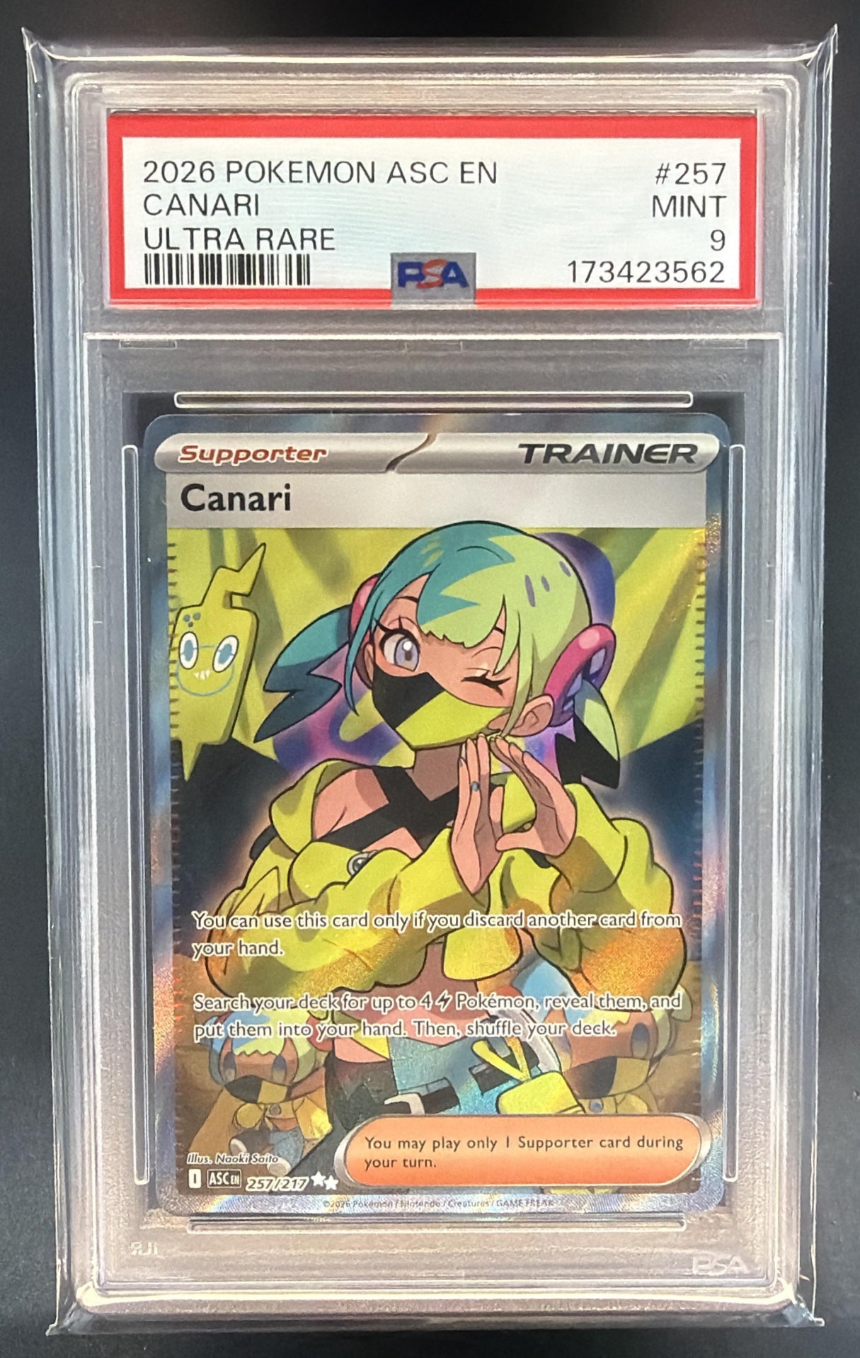 2026 Pokemon Ascended Heroes Canari #257/217 Ultra Rare PSA 9 — front