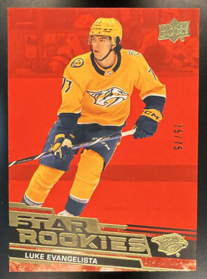 2023-24 Upper Deck NHL Star Rookies Box Set Luke Evangelista #5 Red 75/75