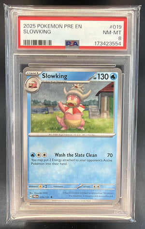 2025 Pokemon Prismatic Evolutions Slowking #019/131 PSA 8