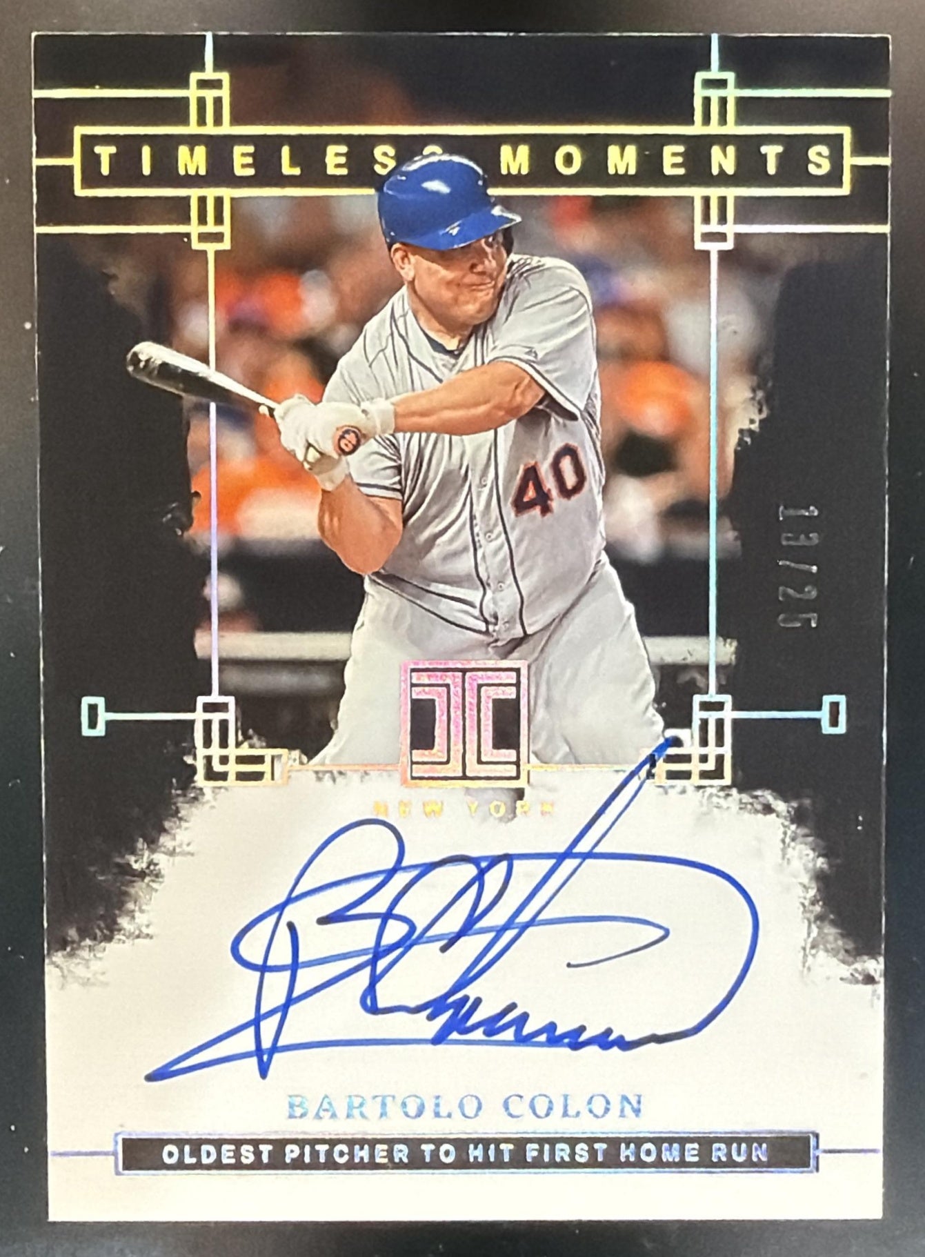 2024 Impeccable Bartolo Colon Timeless Moments Signatures Holo Silver /25 Auto — front