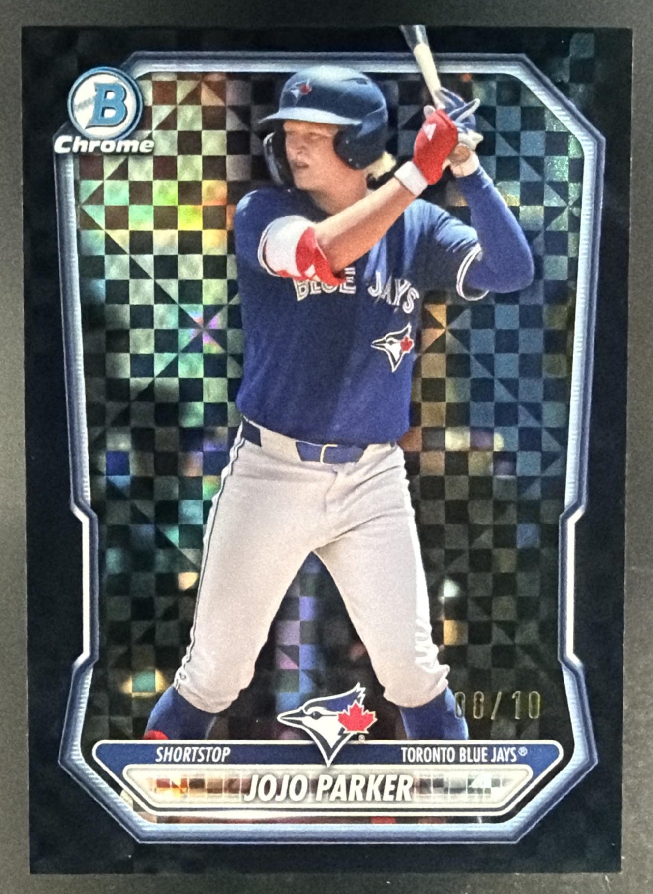 2025 Bowman Draft JoJo Parker #BDC-8 Chrome Black X-Fractor /10 1st Prospect — front