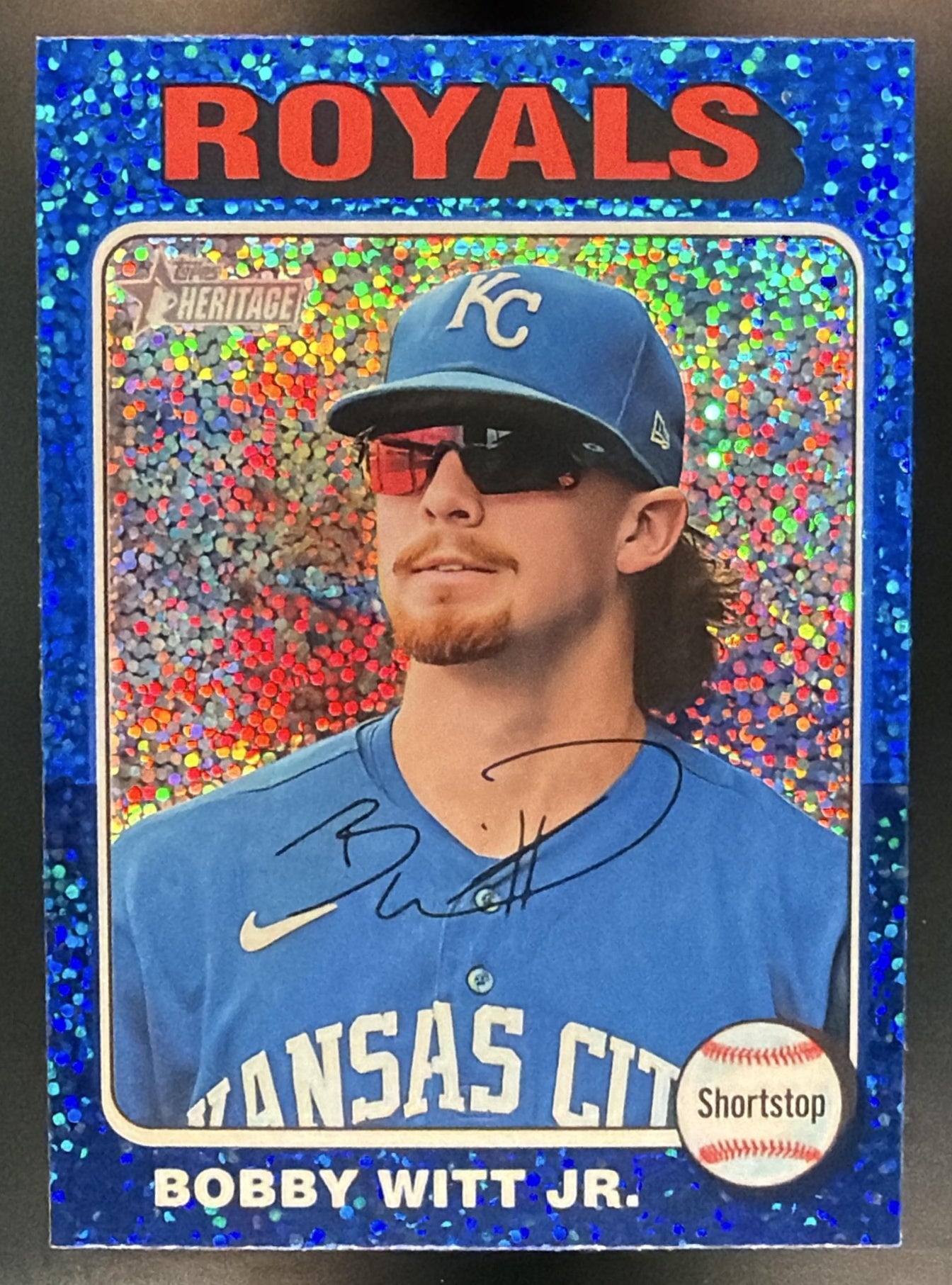 2024 Topps Heritage Bobby Witt Jr. #404 Chrome Blue Sparkle Refractor Royals — front