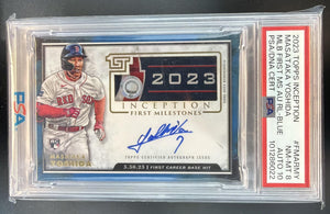 2023 Topps Inception Masataka Yoshida First Milestones Auto Relics /5 RC PSA 8
