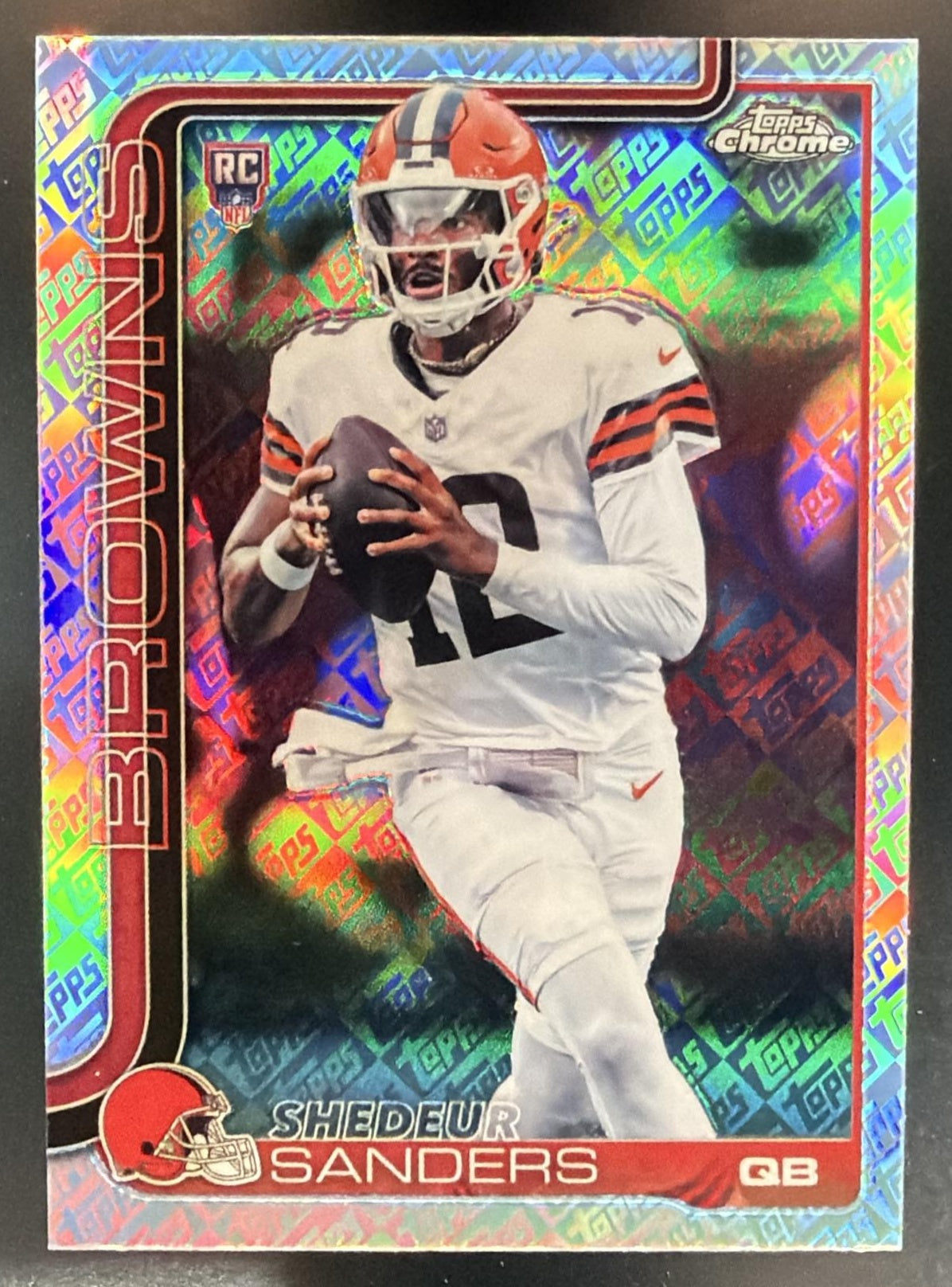 2025 Topps Chrome Shedeur Sanders #315 Rookie Refractor RC Browns — front