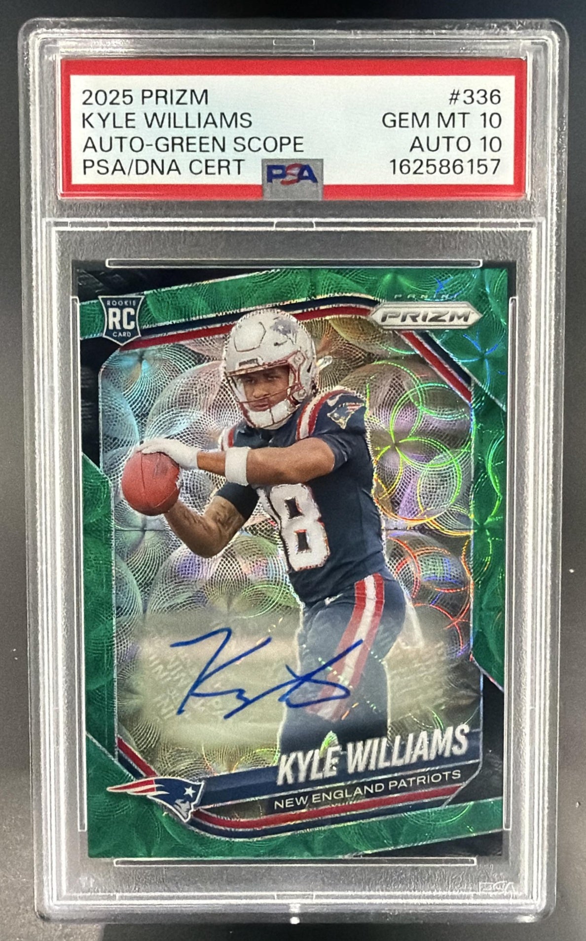 2025 Panini Prizm Kyle Williams #336 Rookie Auto Green Scope /75 RC PSA 10 — front