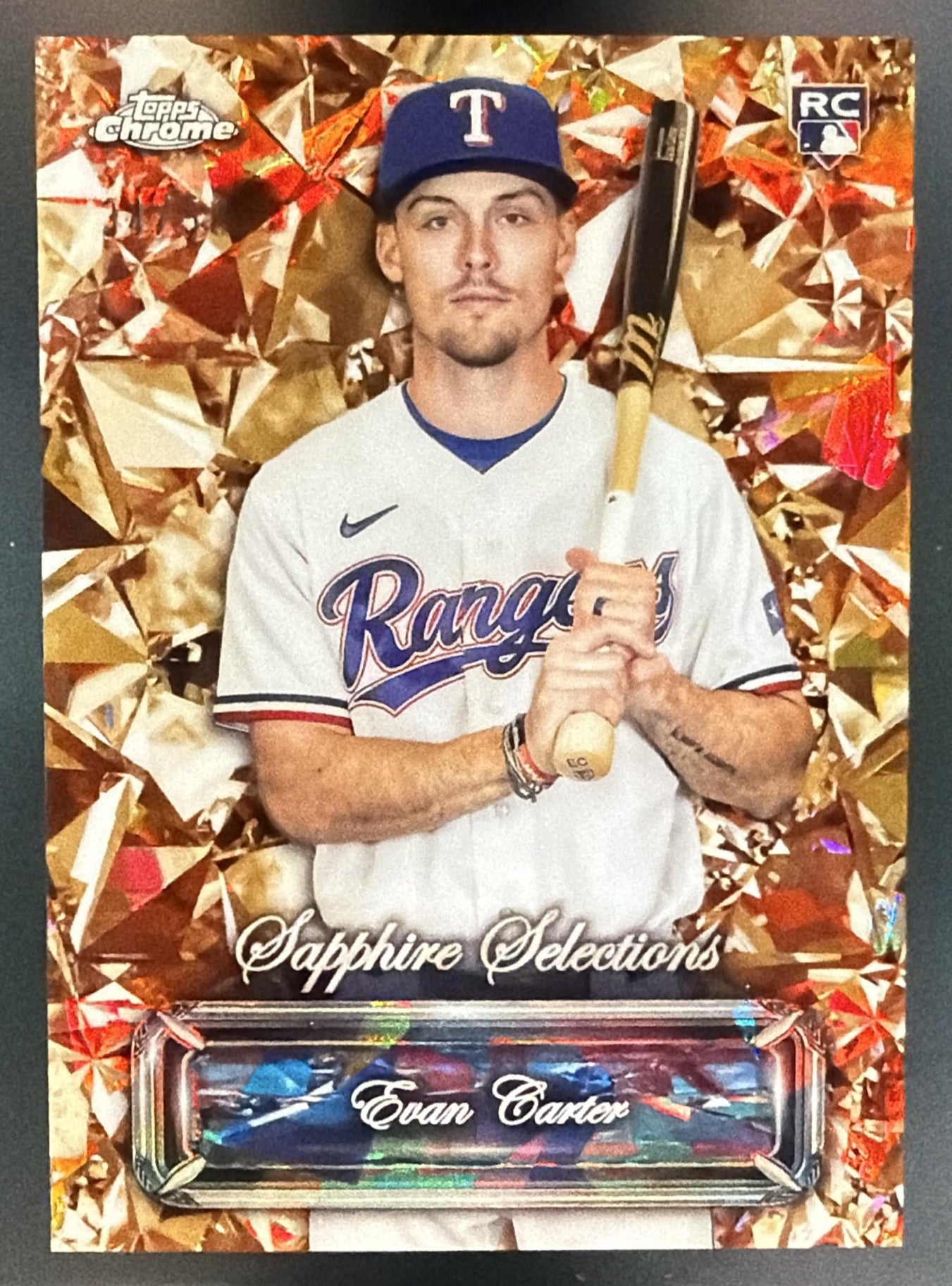 2024 Topps Chrome Sapphire Evan Carter #SS-4 Selections Gold Refractor /50 RC — front