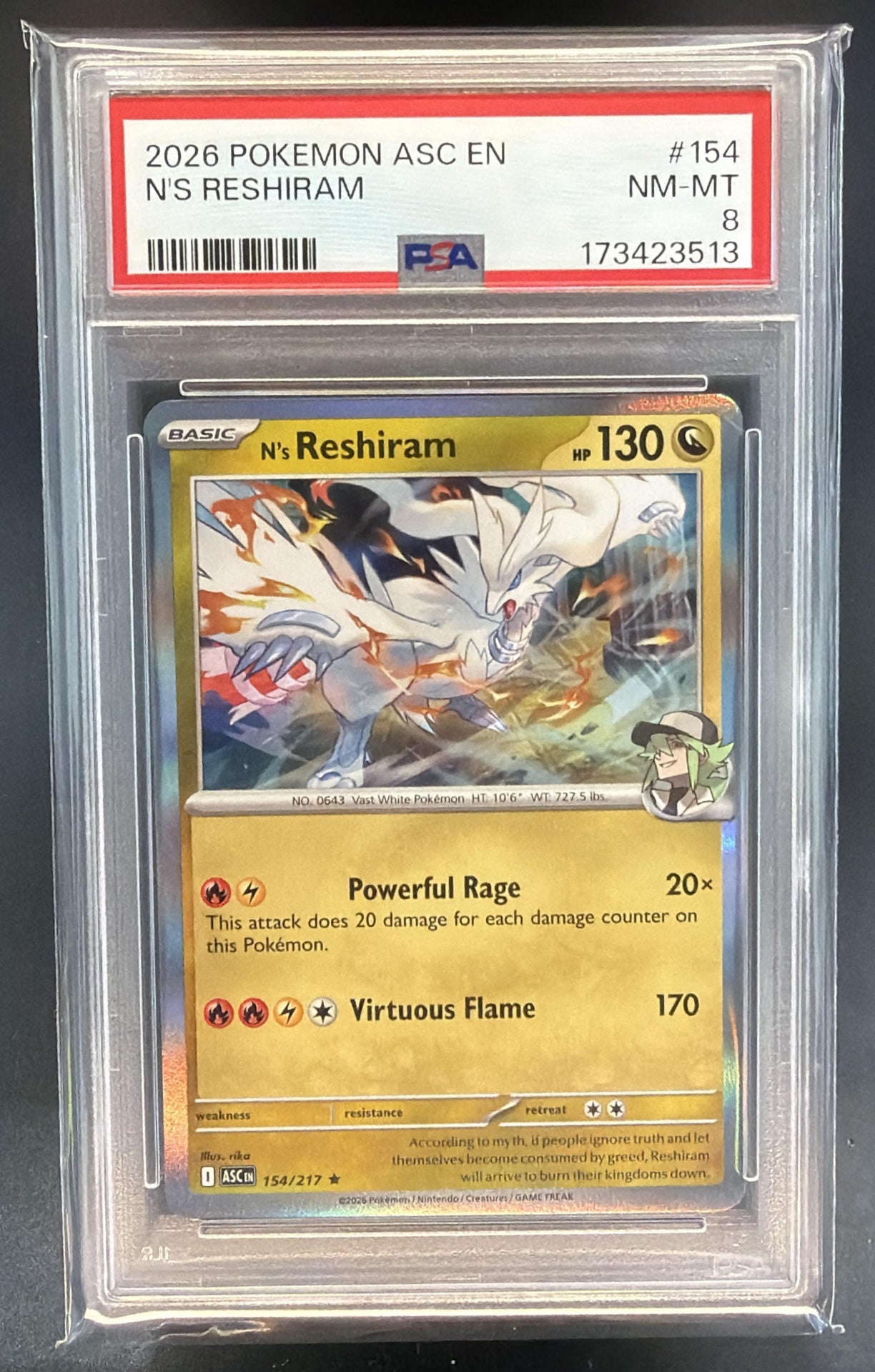 2025 Pokemon Journey Together N's Reshiram #116/159 PSA 8 — front