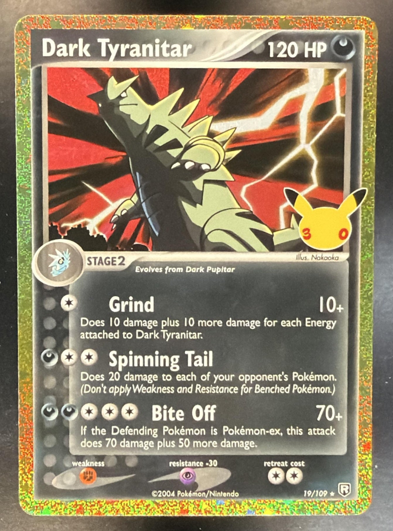 2026 Pokemon 30th Celebration Dark Tyranitar #19/109 Classic Collection Rare — front