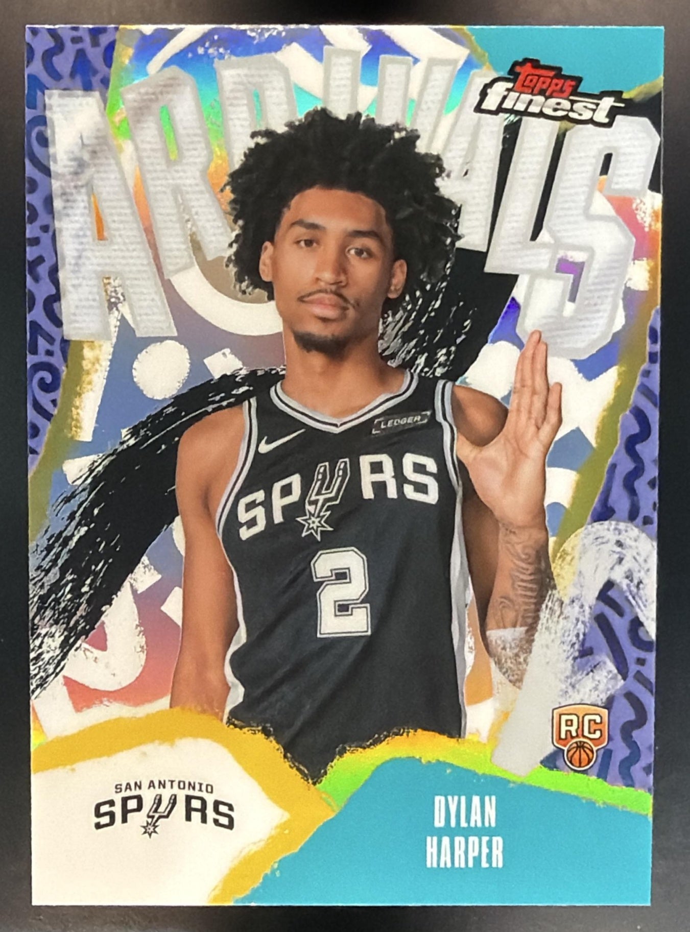 2025-26 Topps Finest Dylan Harper #A-2 Arrivals Refractor RC Spurs — front