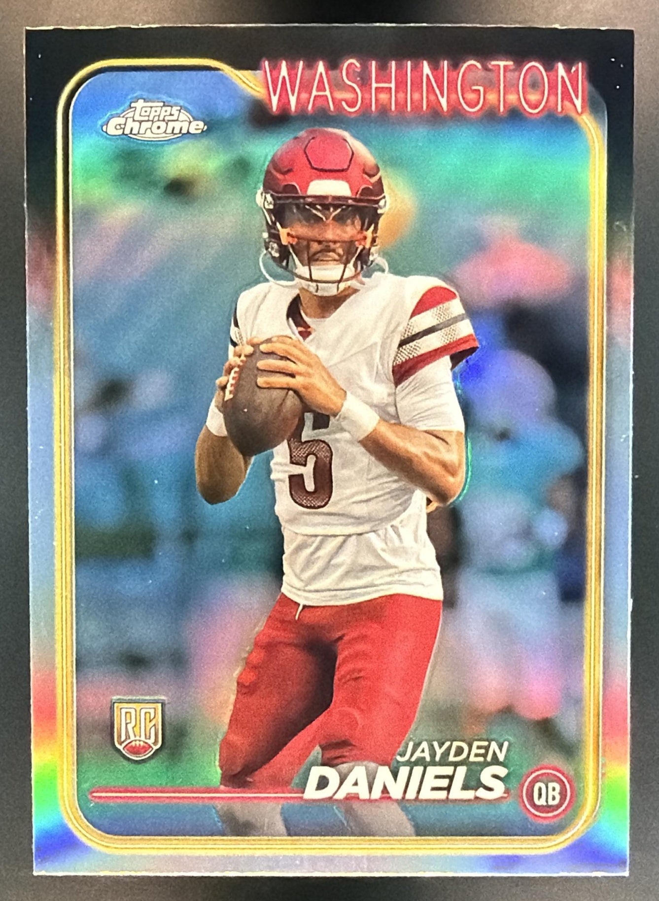 2024 Topps Chrome Jayden Daniels #201 Refractor RC Commanders — front