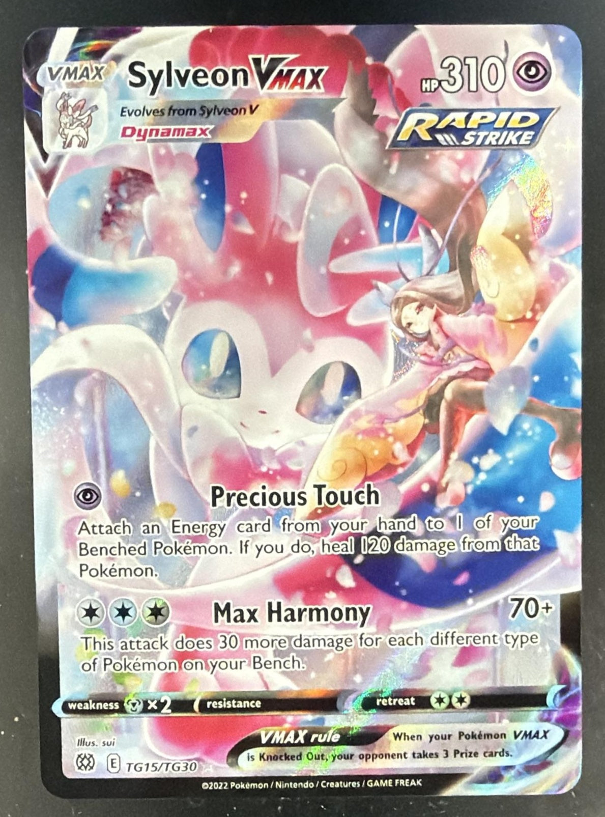 2022 Pokemon Sword & Shield Brilliant Stars Sylveon VMAX #TG15/TG30 — front