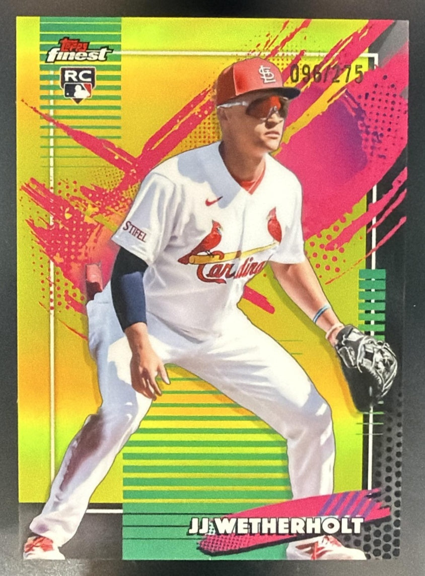 2026 Topps Finest JJ Wetherholt #269 Rare Yellow Refractor 96/275 RC Cardinals — front