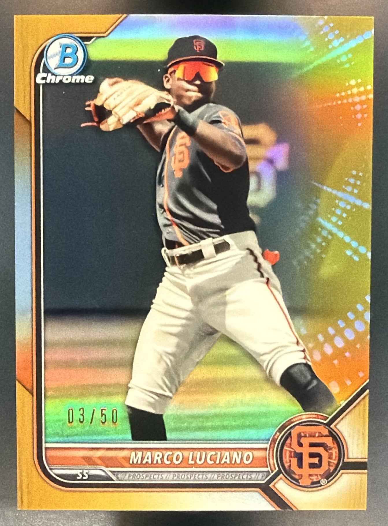 2022 Bowman Marco Luciano #BCP-7 Chrome Prospects Gold 3/50 Giants — front
