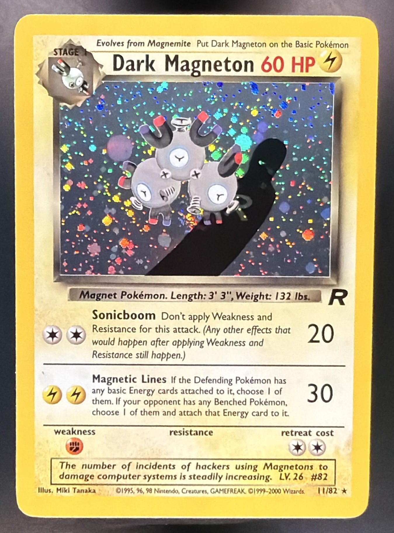 2000 Pokemon Team Rocket Dark Magneton #11/82 Holo — front