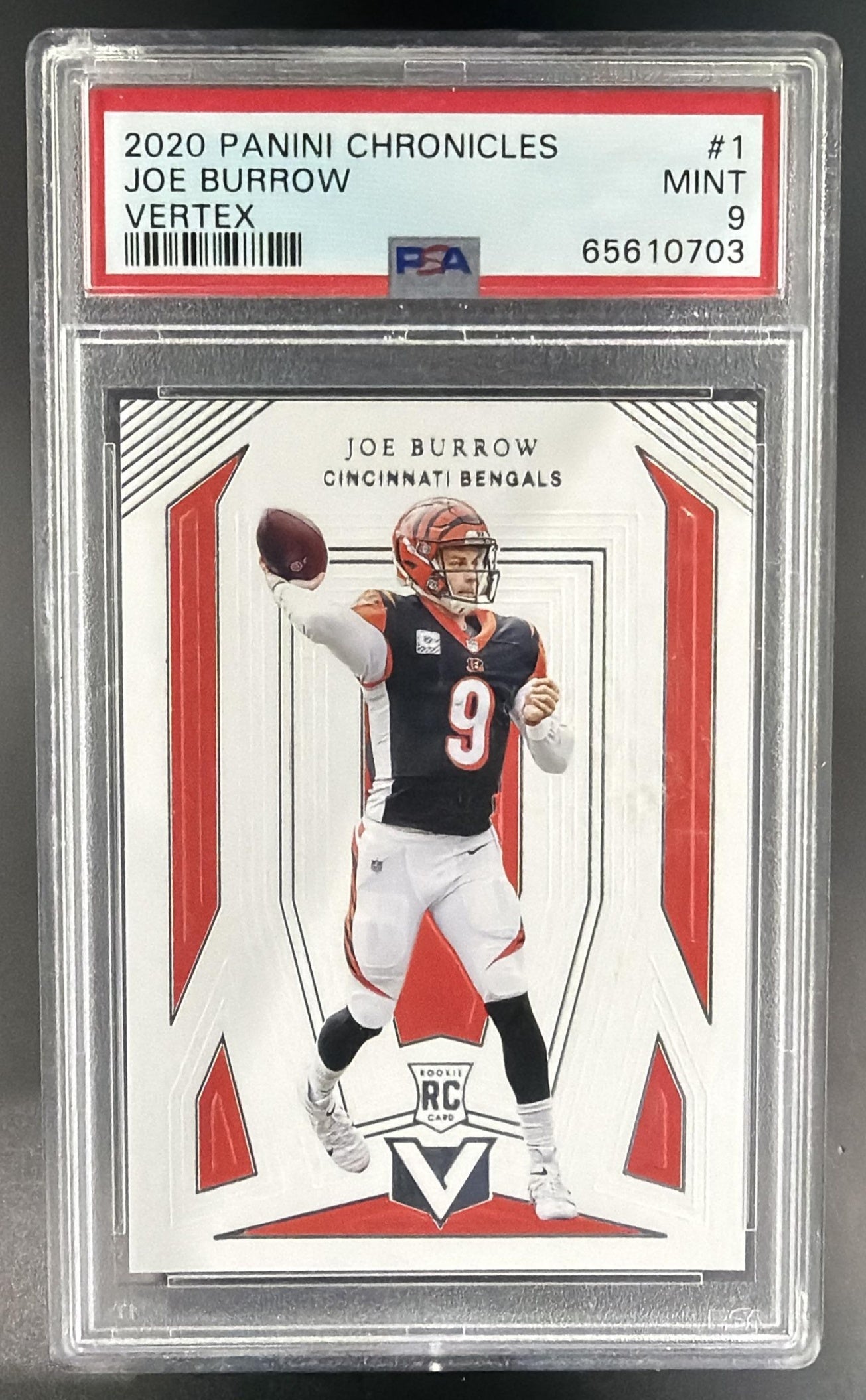 2020 Panini Chronicles Joe Burrow #V-1 Vertex RC Bengals PSA 9 — front
