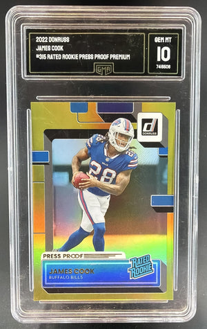 2022 Panini Donruss James Cook #315 Premium Press Proof RC Rated Rookie Bills