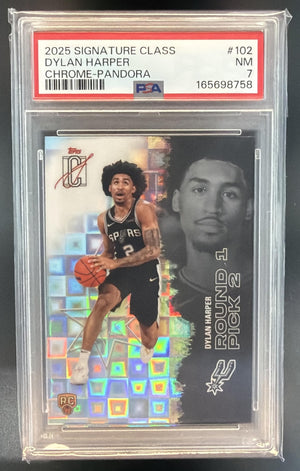 2025 Topps Signature Class Dylan Harper Chrome Rookie Pandora Refractor RC PSA 7