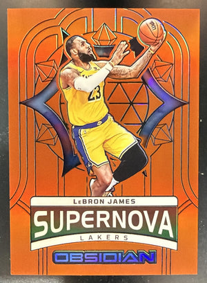 2023 Panini Obsidian LeBron James #8 Supernova Electric Etch Orange Flood /75