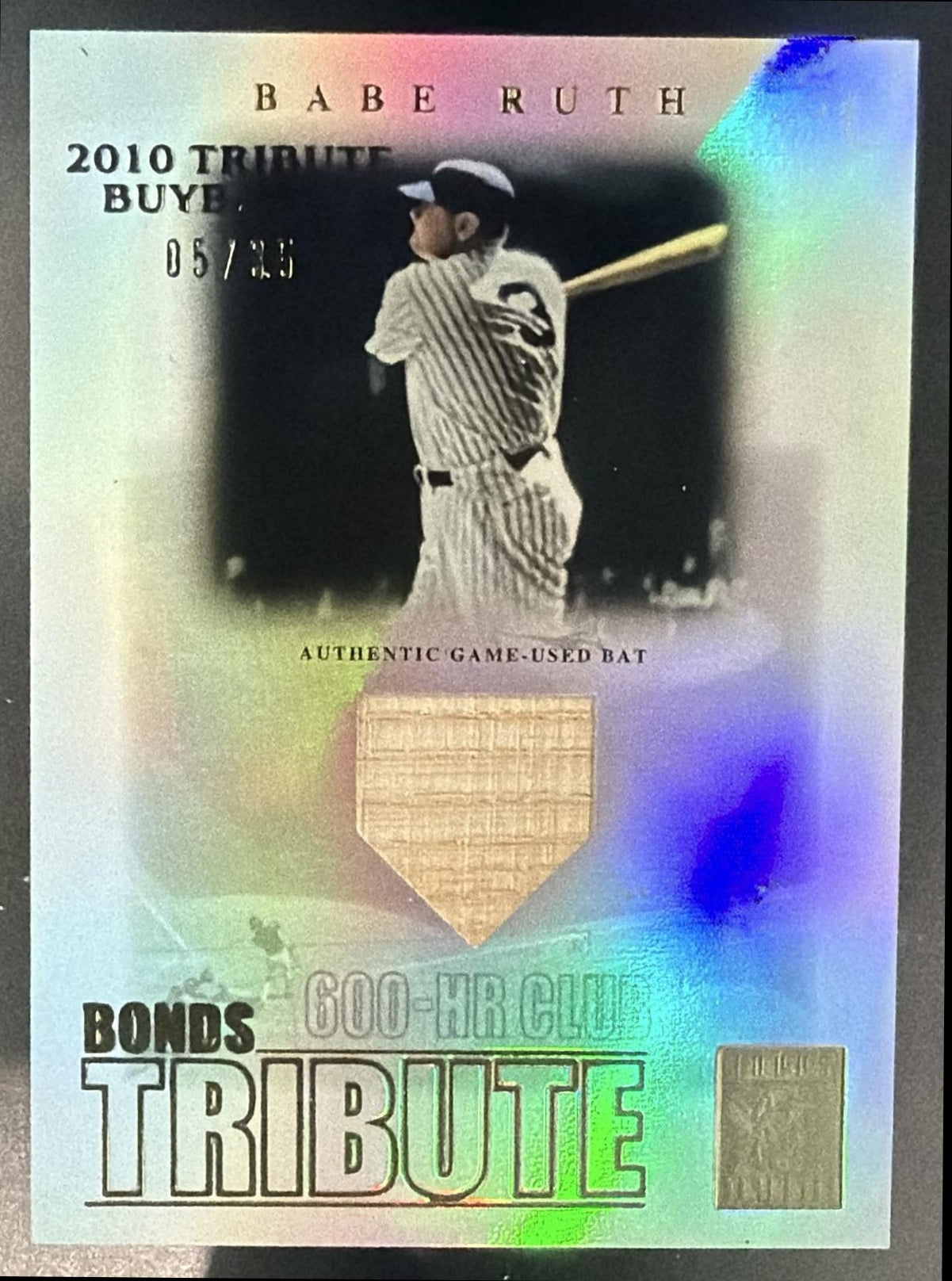 2003 Topps Tribute 2010 Buyback Babe Ruth #BR Bonds 600 HR Club Relics /35 — front