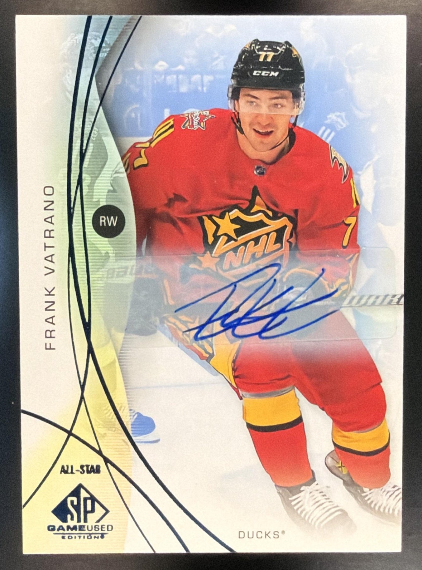 2024-25 Upper Deck SP Game Used Frank Vatrano #131 Auto Blue All-Star Ducks — front