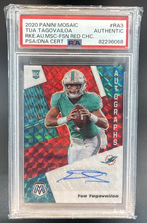 2020 Mosaic Tua Tagovailoa Rookie Auto Choice Prizm Fusion Red RC PSA AUTH