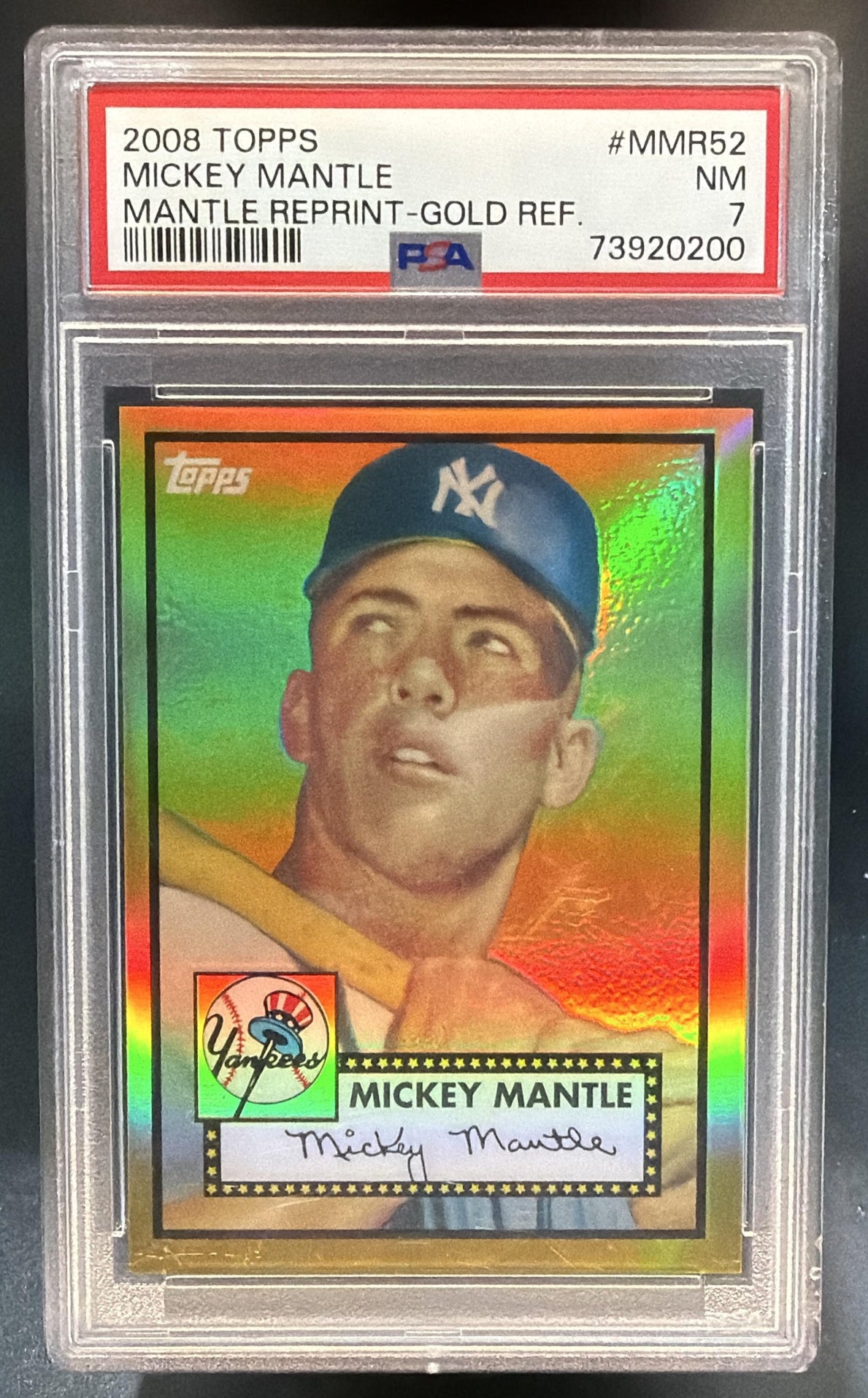 2008 Topps Mickey Mantle #MMR-52 Reprints Gold Yankees PSA 7 — front