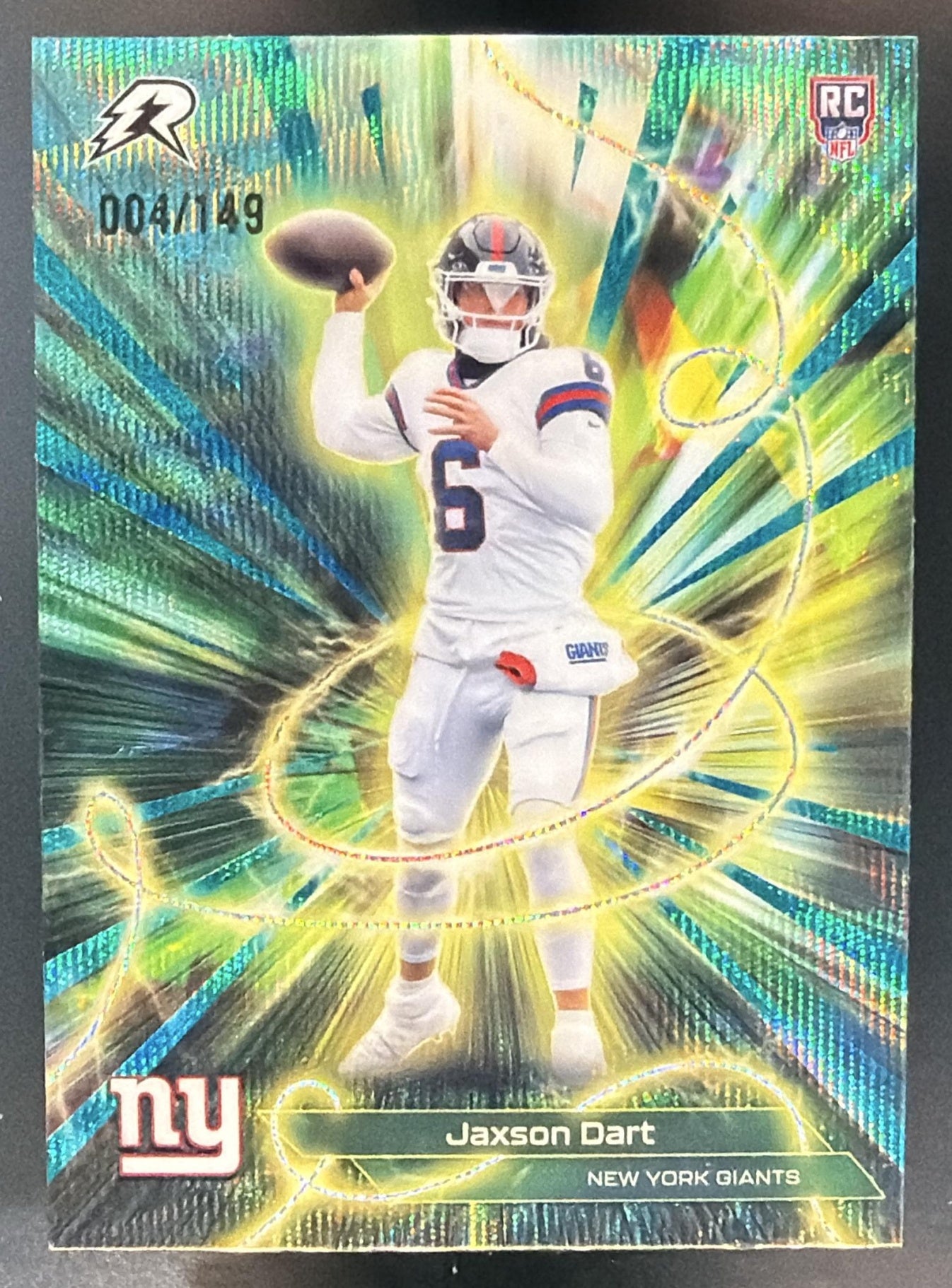 2025 Topps Resurgence Jaxson Dart #C-13 Conductors Teal Surge Refractor /149 RC — front