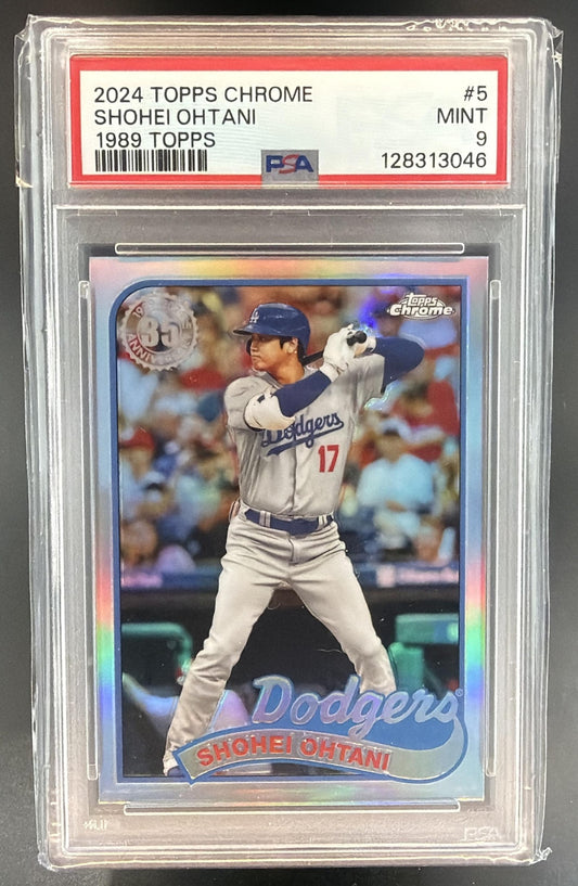 2024 Topps Chrome Shohei Ohtani #5 1989 35th Anniversary Dodgers PSA 9 — front
