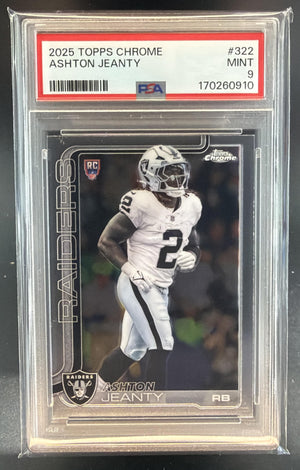 2025 Topps Chrome Ashton Jeanty #322 Rookie RC Raiders PSA 9