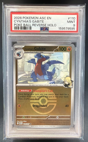 2026 Pokemon Ascended Heroes Cynthia's Gabite Poke Ball Reverse Holo PSA 9