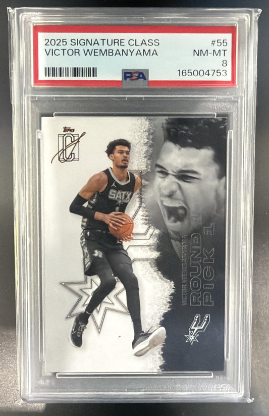 2025-26 Topps Signature Class Victor Wembanyama #55 Veteran Spurs PSA 8 — front