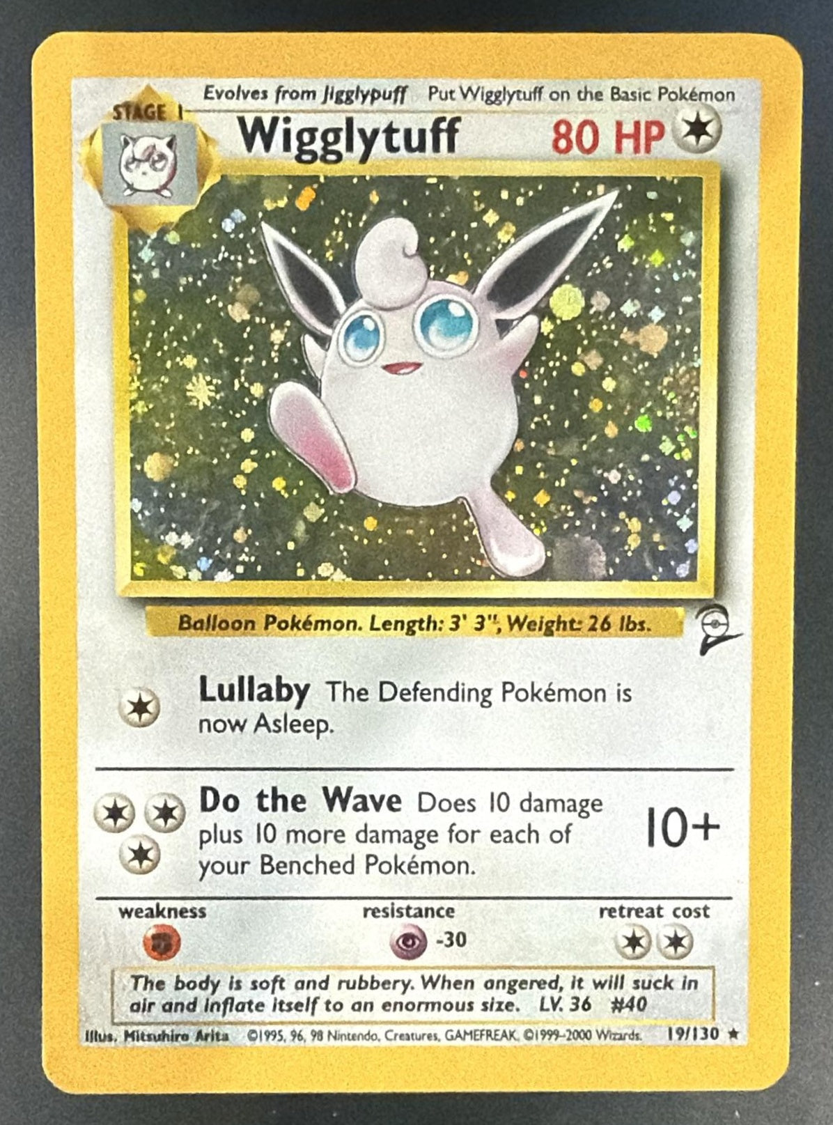 2000 Pokemon Set 2 Wigglytuff #19/130 Holo — front