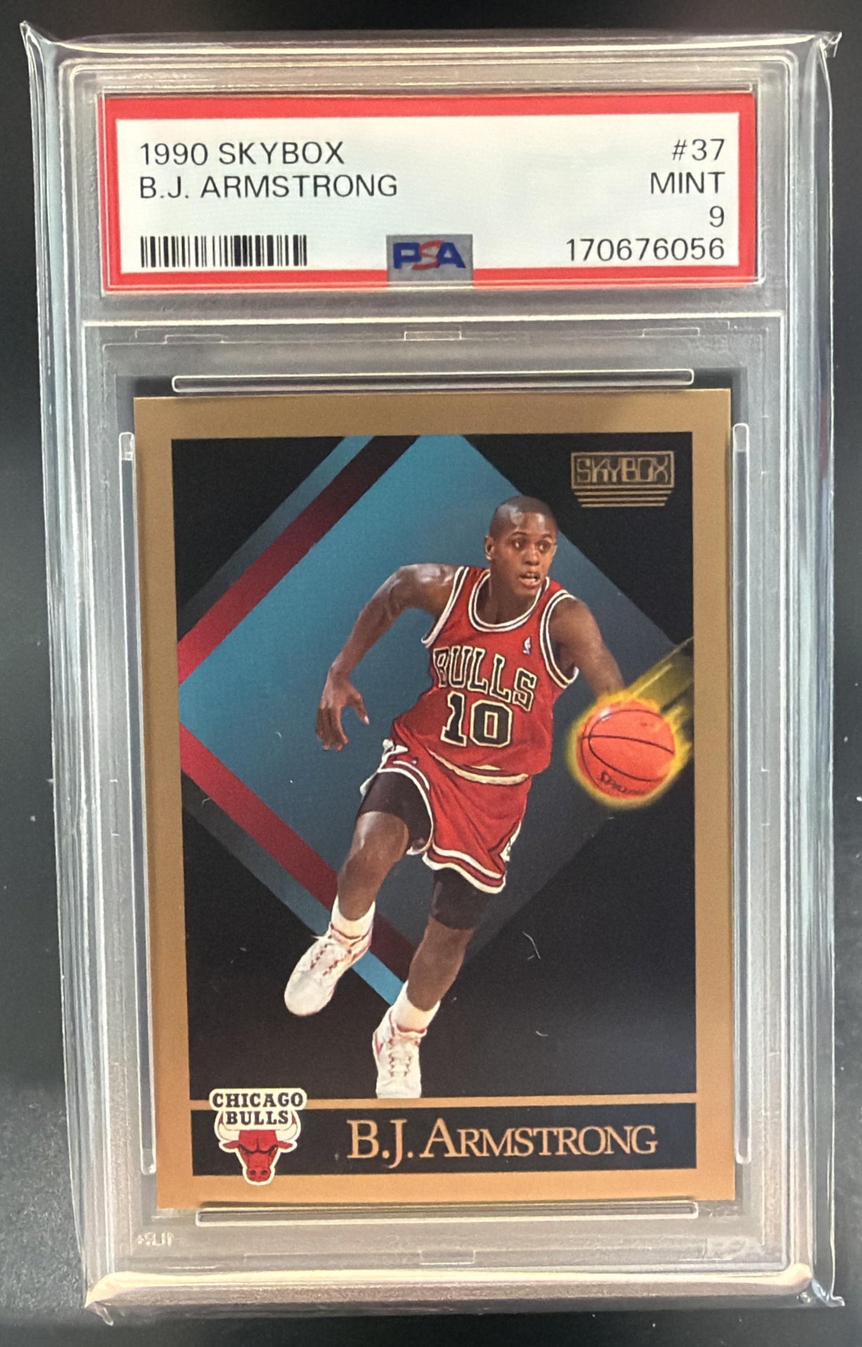 1990-91 Skybox B.J. Armstrong #37 RC Bulls PSA 9 — front