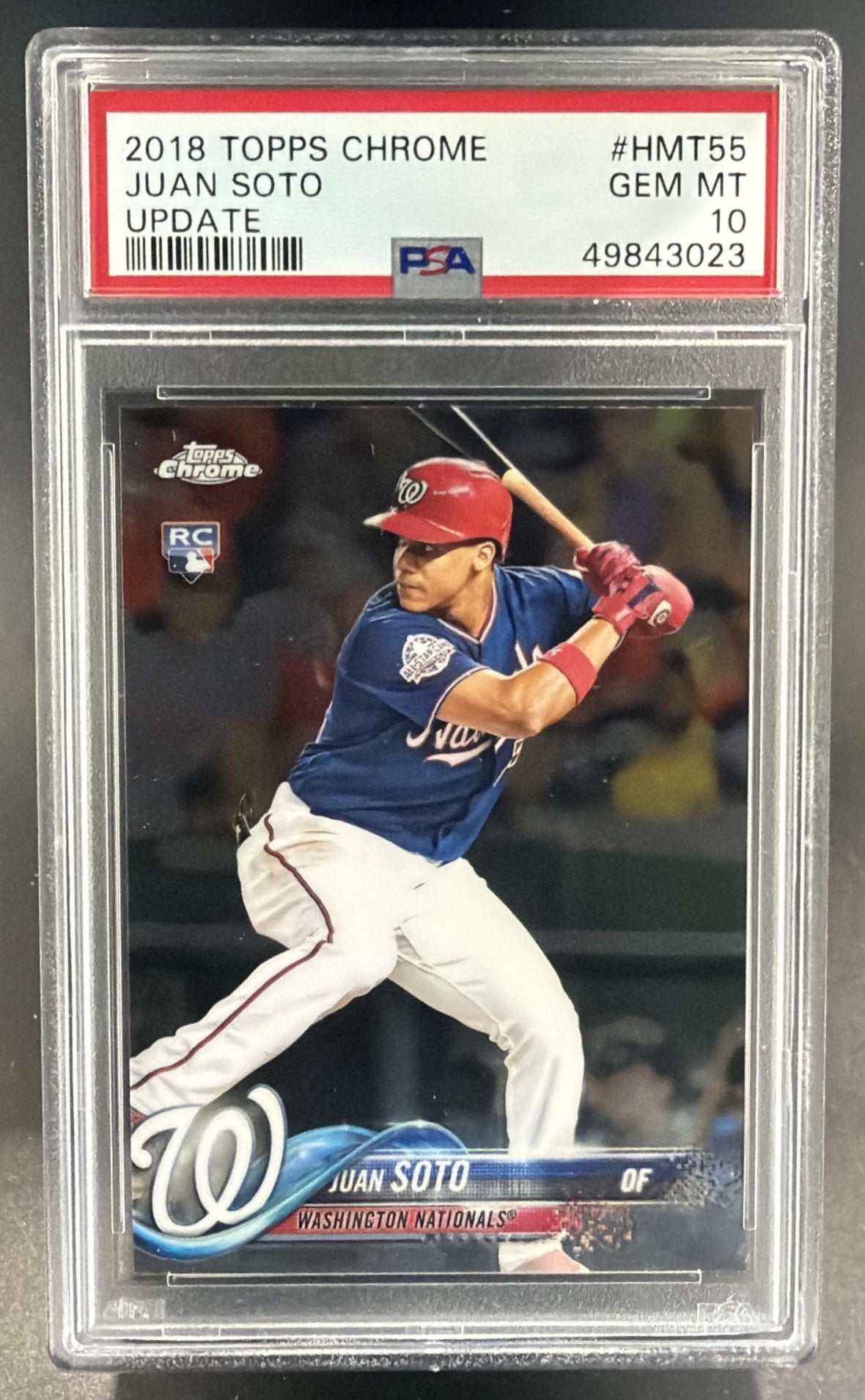 2018 Topps Chrome Update Juan Soto #HMT55 RC Nationals PSA 10 — front