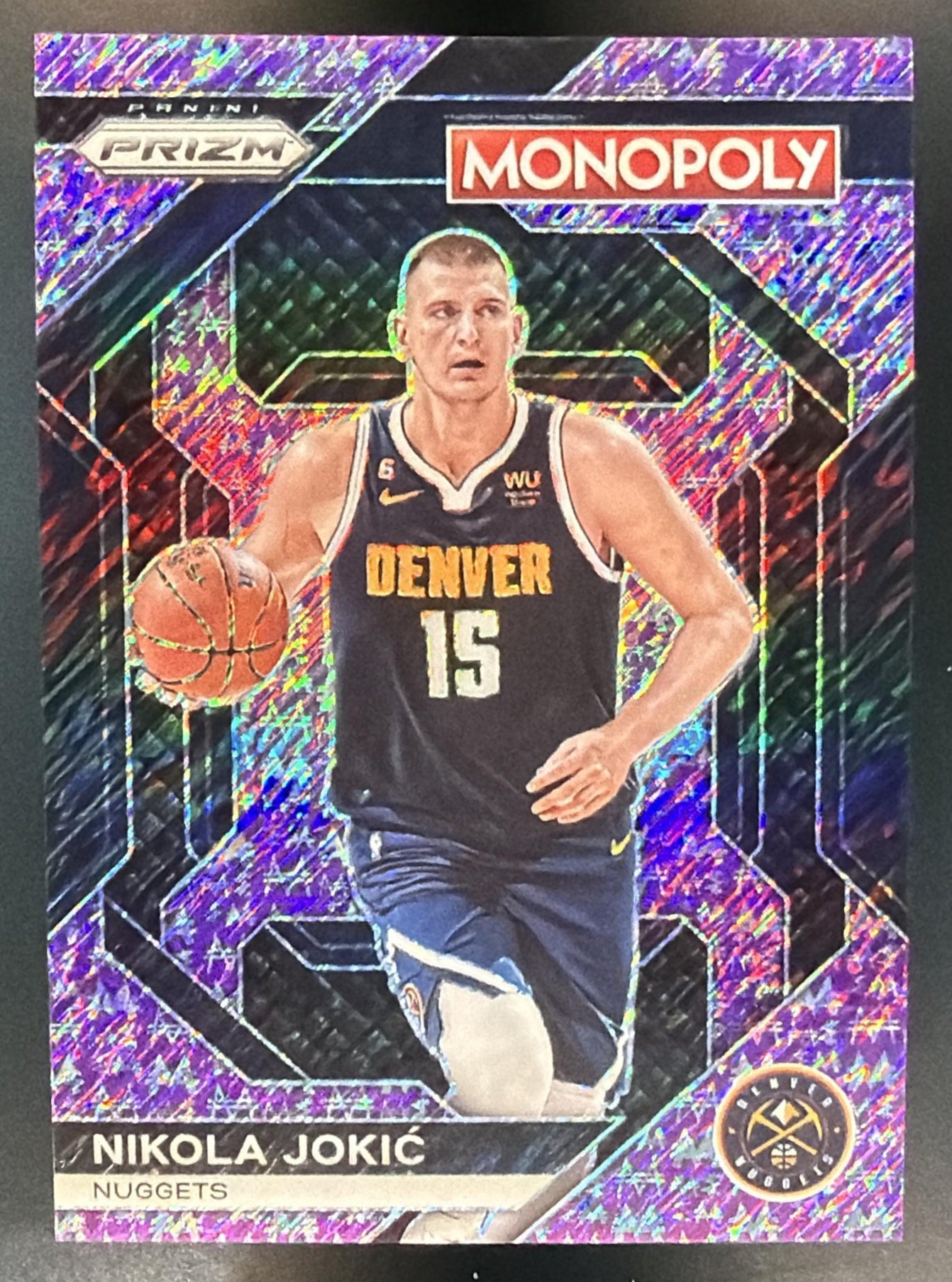 2023 Panini Prizm Monopoly Nikola Jokic All Star Purple Millionaire Shimmer /50 — front