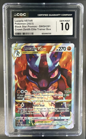 Pokemon Sword & Shield Black Star Promos Lucario VST #SWSH291 2022 CGC 10