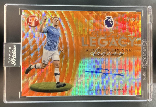 2025 Topps Pristine Premier League Kevin De Bruyne Auto Orange Refractor /25 — front