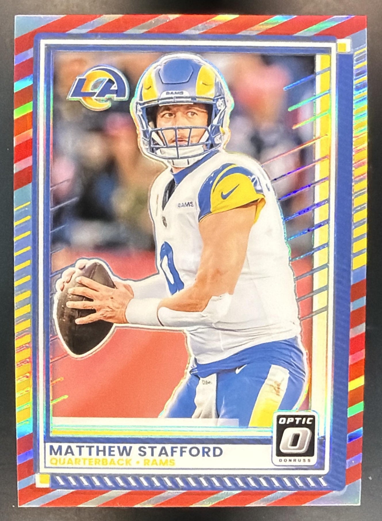 2025 Panini Donruss Optic Matthew Stafford #198 Freedom Prizm Rams — front