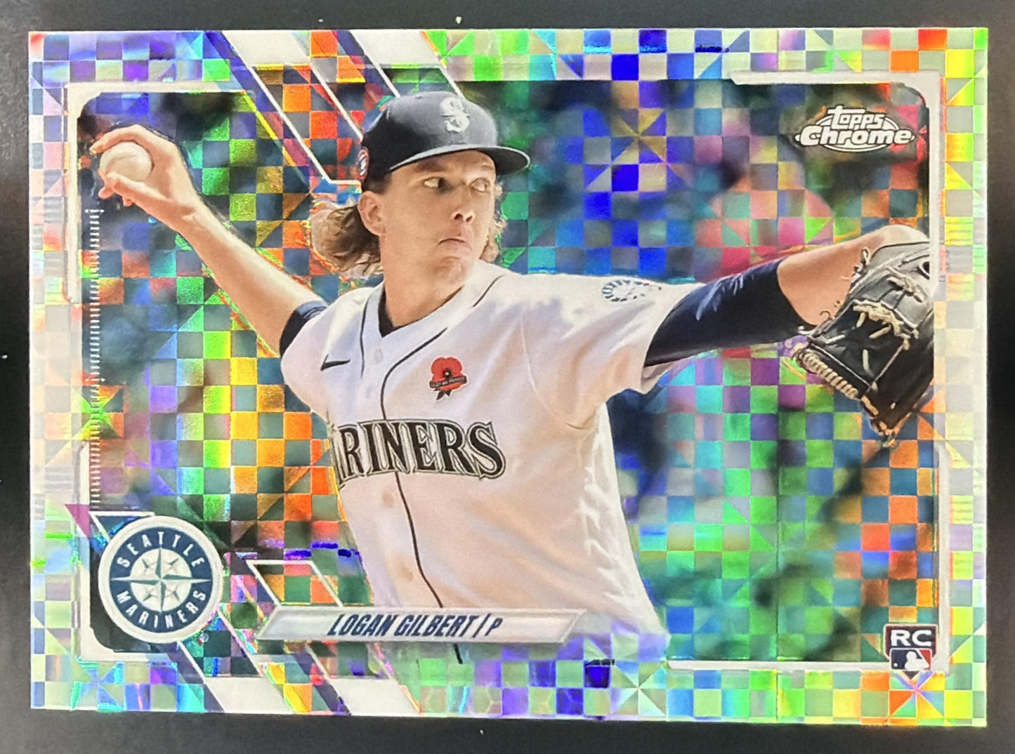 2021 Topps Chrome Update Logan Gilbert #USC70 X-Fractor 18/99 RC Mariners — front